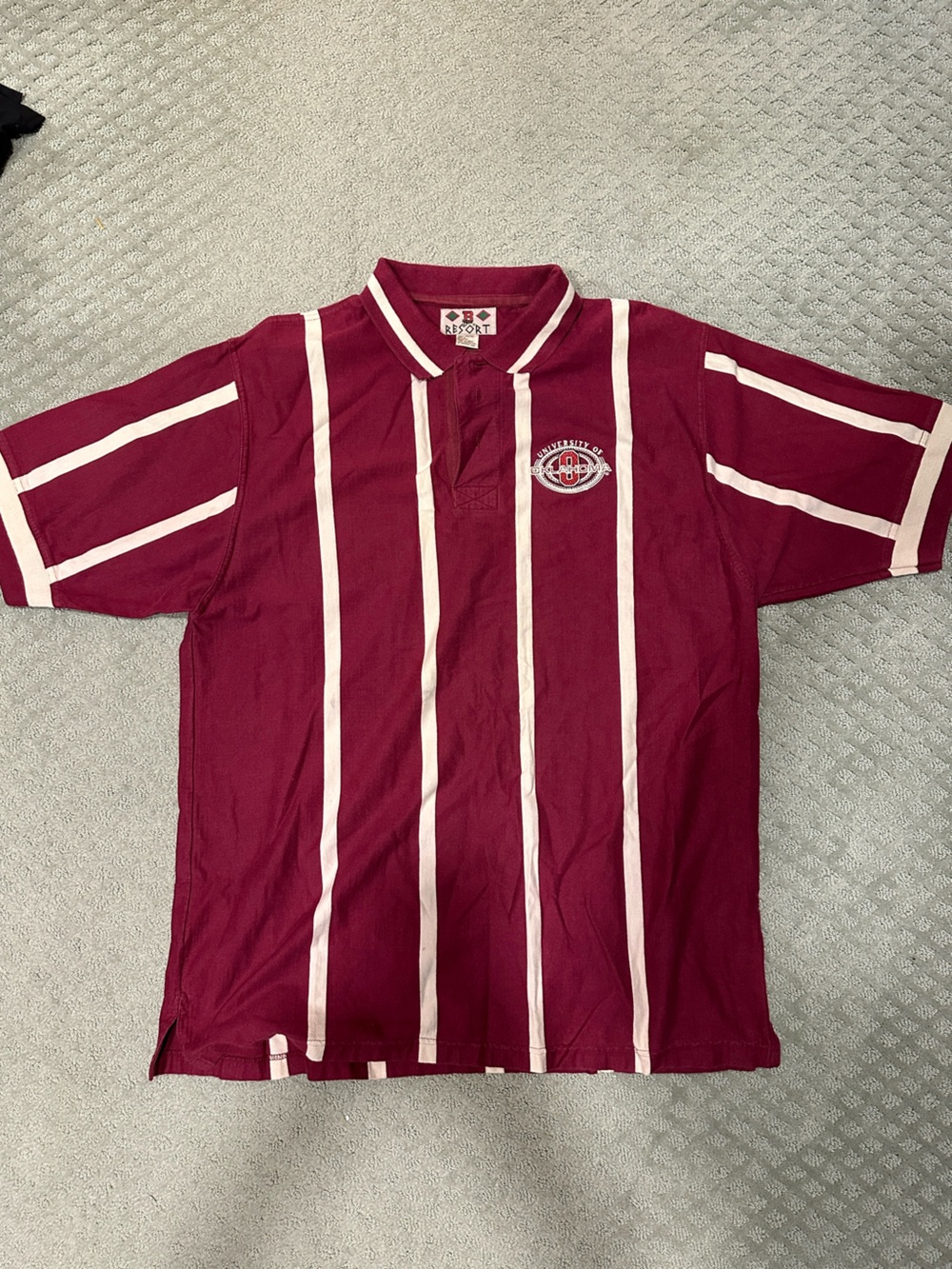 Oklahoma OU Maroon Stripe Polo Shirt